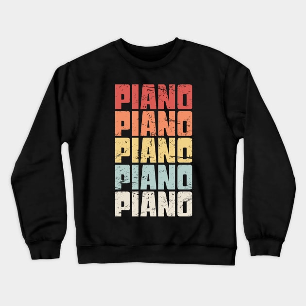 Vintage PIANO Pianist Text Crewneck Sweatshirt by MeatMan